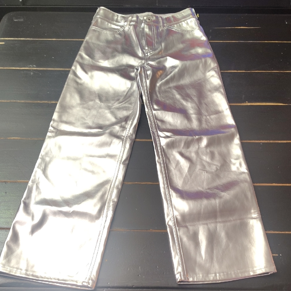 Abercrombie Kids Silver Metallic Jeans Wide-Leg